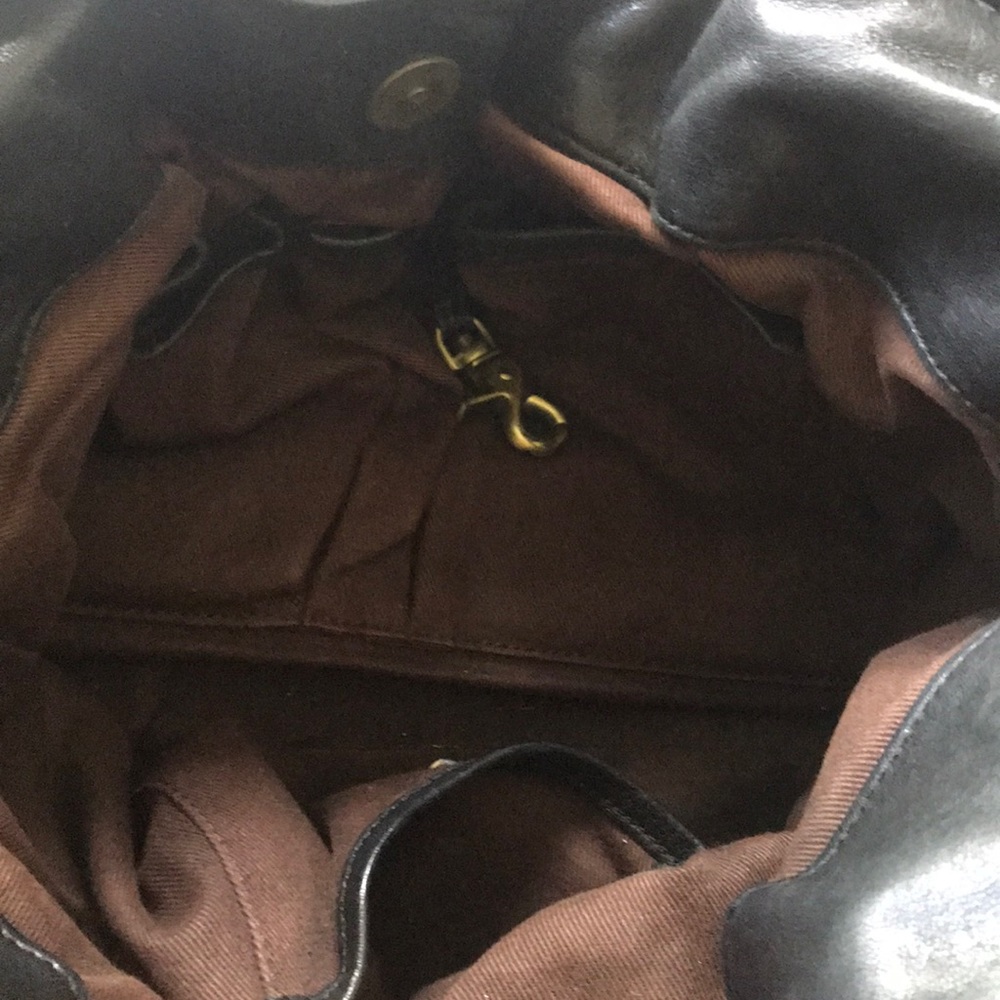 Kooba Black Leather Shoulder Bag with Brass Hardware - Picture 6 of 6